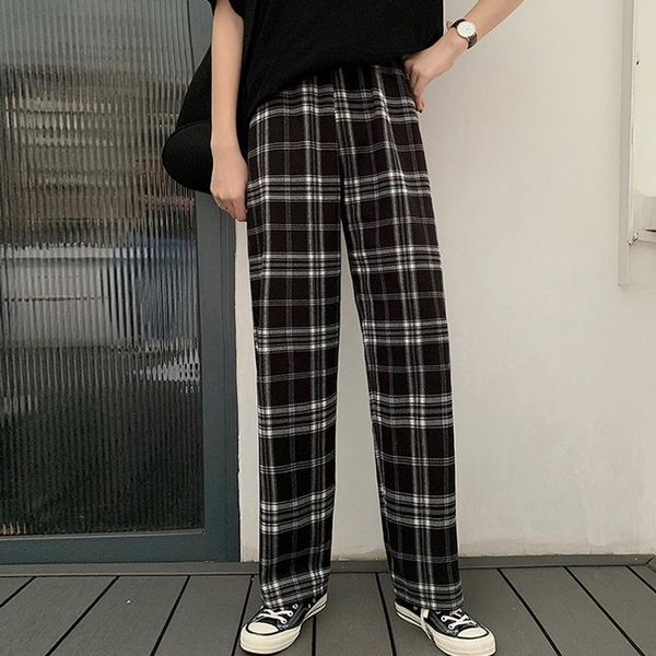 women's pants & capris spring autumn korean straight plaid sweatpants high wide leg female fashion long hipster trousers women, Black;white
women's pants & capris spring autumn korean straight plaid sweatpants high wide leg female fashion long hipster trousers women, Black;white