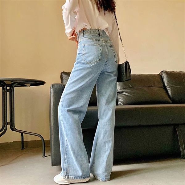 spring and autumn retro style high waist wide leg women street solid color slim straight jeans ladies, Blue
spring and autumn retro style high waist wide leg women street solid color slim straight jeans ladies, Blue