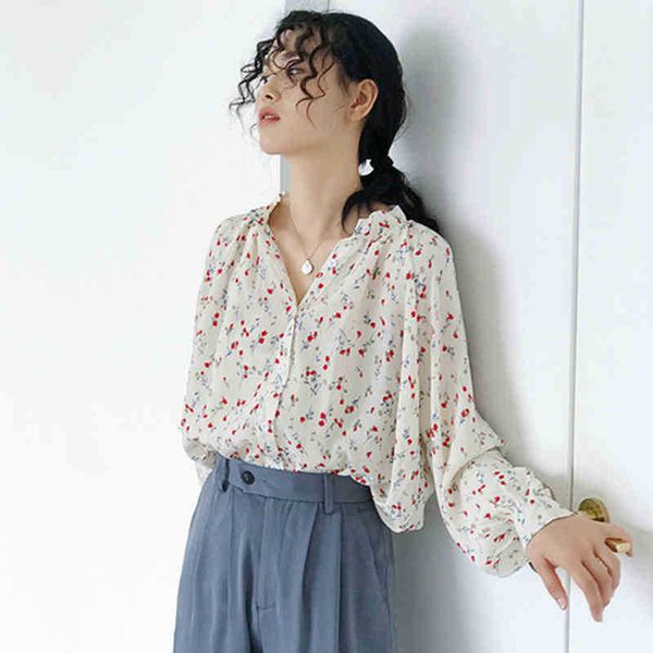 women's blouses & shirts spring autumn korea fashion women long sleeve loose vintage chiffon print blouse female casual yy41, White
women's blouses & shirts spring autumn korea fashion women long sleeve loose vintage chiffon print blouse female casual yy41, White
