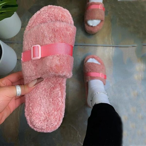 women's slippers 2021 winter fluffy warm women open toe buckle female flats latform comfort woman indoors shoes anti slip, Black
women's slippers 2021 winter fluffy warm women open toe buckle female flats latform comfort woman indoors shoes anti slip, Black