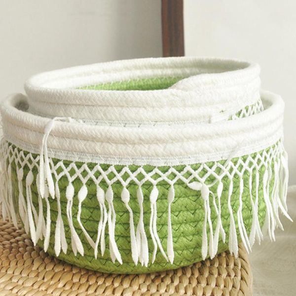 cotton rope woven storage basket bedside table desksnack sundries household baskets
cotton rope woven storage basket bedside table desksnack sundries household baskets