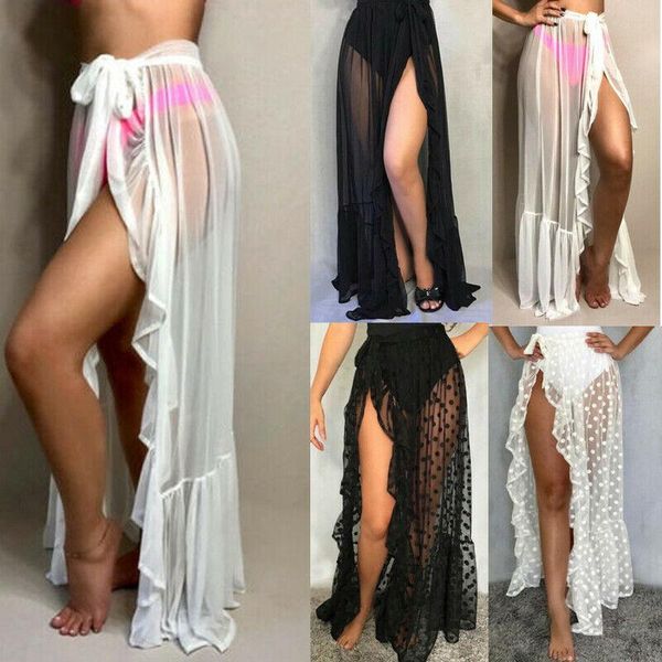 women's swimwear est arrival women sheer beach holiday bikini cover up wrap skirt vacation dot summer see through bathing suit, White;black
women's swimwear est arrival women sheer beach holiday bikini cover up wrap skirt vacation dot summer see through bathing suit, White;black