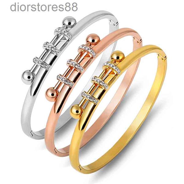 bangles bracelet straight steel ball three circle titanium half diamond female full drill horizontal bar round, Black
bangles bracelet straight steel ball three circle titanium half diamond female full drill horizontal bar round, Black