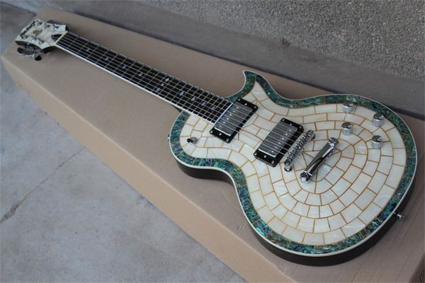 flyoung lp real white shell and color shell veneered electric guitar can be changed and customized as required 
flyoung lp real white shell and color shell veneered electric guitar can be changed and customized as required