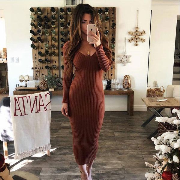 casual dresses foridol double v neck ribbed knitting bodycon dress maxi long for women autumn winter brown bandage black vestido, Black;gray
casual dresses foridol double v neck ribbed knitting bodycon dress maxi long for women autumn winter brown bandage black vestido, Black;gray