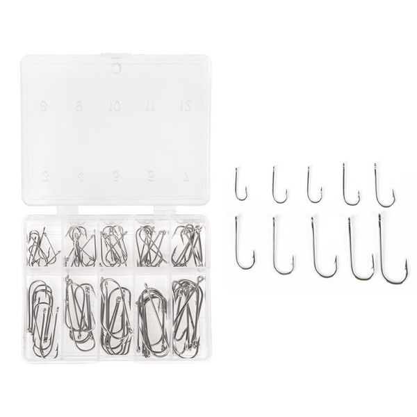 fishing hooks hook fish 1 box 100pcs 3# - 12# 10 sizes steel jig with hole tackle tool
fishing hooks hook fish 1 box 100pcs 3# - 12# 10 sizes steel jig with hole tackle tool