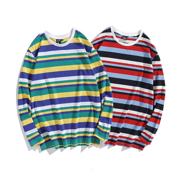 t shirt hip hop fashion brand ins striped long sleeve 2021 autumn loose bf style men's and women's bottom, White;black
t shirt hip hop fashion brand ins striped long sleeve 2021 autumn loose bf style men's and women's bottom, White;black