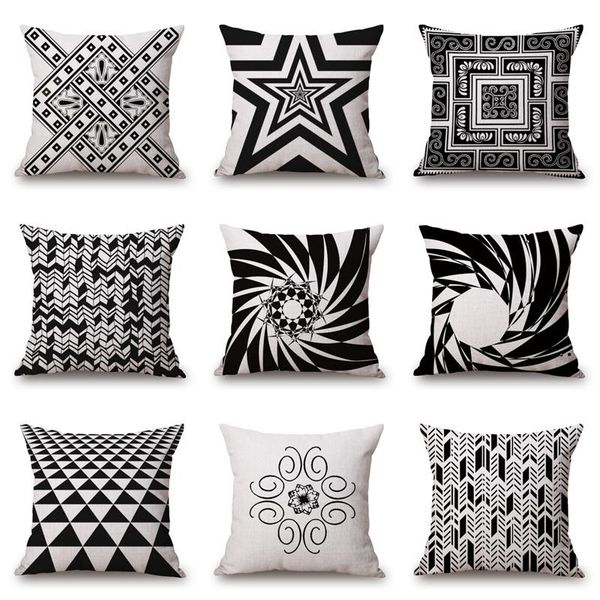 cushion/decorative pillow black and white style pillowcases cushion cover cotton linen geometric patterns home deocrative pillows for sofa c
cushion/decorative pillow black and white style pillowcases cushion cover cotton linen geometric patterns home deocrative pillows for sofa c