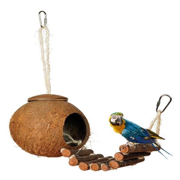 coconut shell bird's nest hammock wooden bird ladder swing toy parrot cage bridge toys pet parakeet cockatrice cages
coconut shell bird's nest hammock wooden bird ladder swing toy parrot cage bridge toys pet parakeet cockatrice cages
