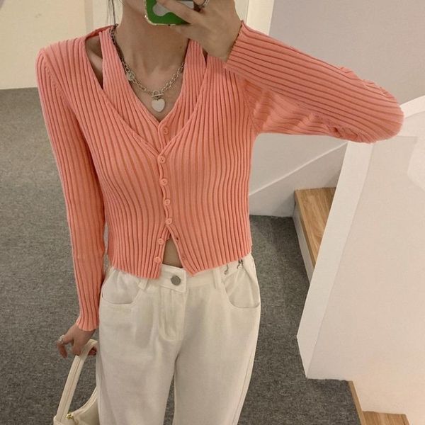 women's knits & tees wakuta ins patchwork slim cardigan long sleeve fake 2 piece solid color croppped sweaters female chic casual stree, White
women's knits & tees wakuta ins patchwork slim cardigan long sleeve fake 2 piece solid color croppped sweaters female chic casual stree, White