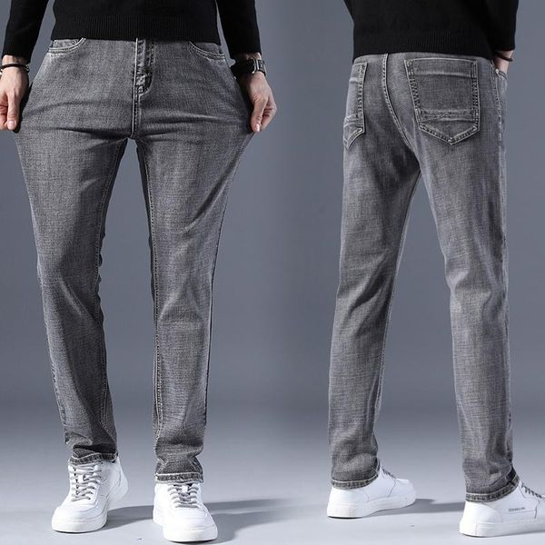 men's jeans slim gray denim trousers micro stretch casual korean fashion, Blue
men's jeans slim gray denim trousers micro stretch casual korean fashion, Blue