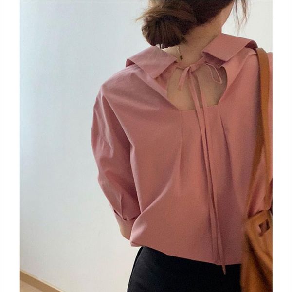 women's blouses & shirts 5soild colors 2021 preppy style loose turn down collar short sleeve shirt summer back blouse female breif, White
women's blouses & shirts 5soild colors 2021 preppy style loose turn down collar short sleeve shirt summer back blouse female breif, White