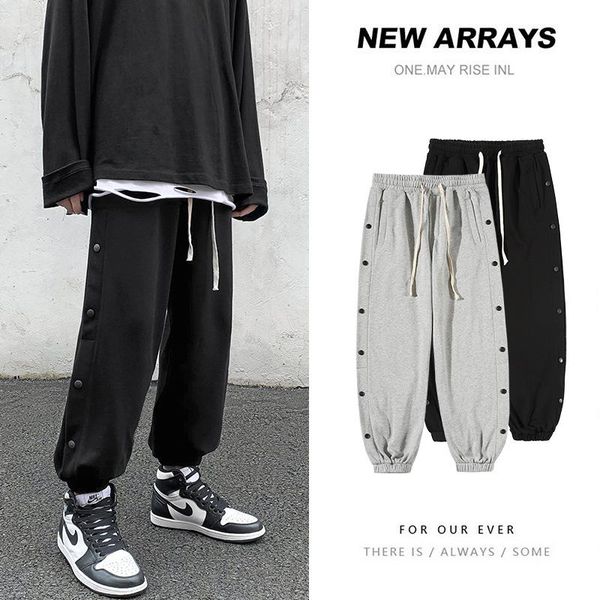 men's pants casual large size loose korean fashion breasted sports brand spring, Black
men's pants casual large size loose korean fashion breasted sports brand spring, Black