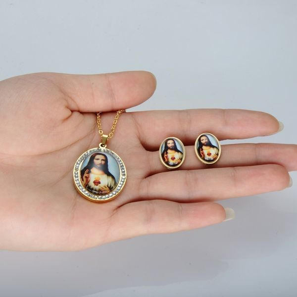 gold color jesus necklace earrings sets cross pendant chain for women wedding bride christian jewelry crucifix, Silver
gold color jesus necklace earrings sets cross pendant chain for women wedding bride christian jewelry crucifix, Silver