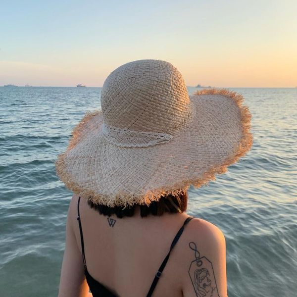 wide brim hats johnature summer sun protection hand made straw hat women beach vacation tie big brimmed, Blue;gray
wide brim hats johnature summer sun protection hand made straw hat women beach vacation tie big brimmed, Blue;gray