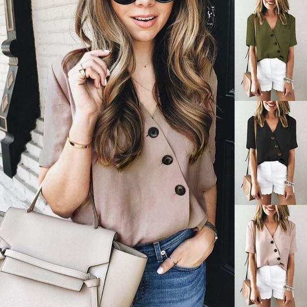 summer blouse women fashion v neck pocket button short sleeve solid casual loose office ladies shirt streetwear blouses women's & shir, White
summer blouse women fashion v neck pocket button short sleeve solid casual loose office ladies shirt streetwear blouses women's & shir, White