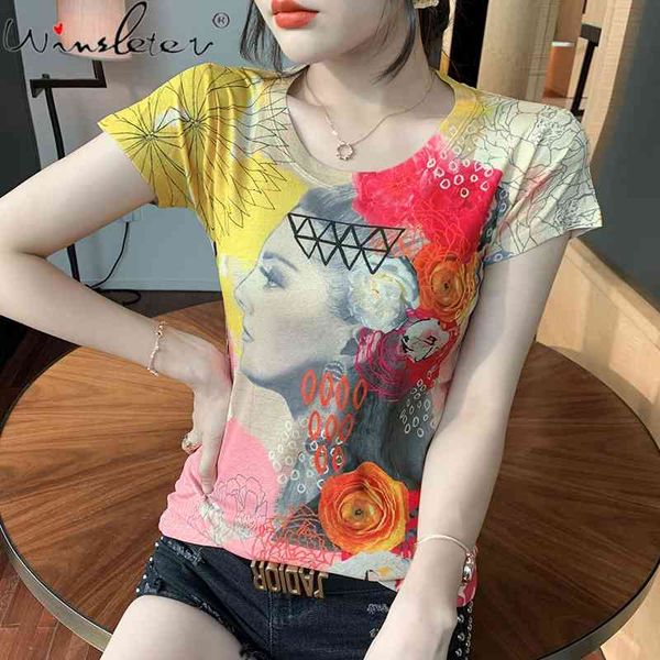 women's t-shirt summer european clothes print female gold blocking chic women short sleeve all match casual tees t14615a xgob, White
women's t-shirt summer european clothes print female gold blocking chic women short sleeve all match casual tees t14615a xgob, White