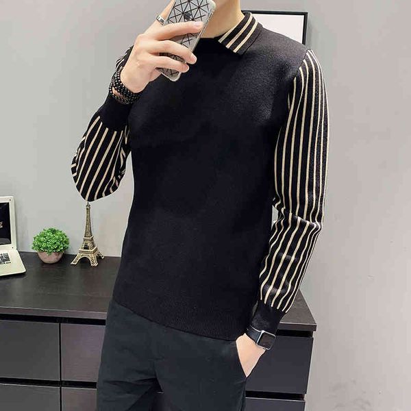 2021 casual men's sweater lapel striped slim fit knittwear autumn winter mens sweaters pullovers pullover men pull homme -3xl, White;black
2021 casual men's sweater lapel striped slim fit knittwear autumn winter mens sweaters pullovers pullover men pull homme -3xl, White;black