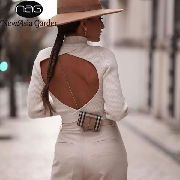 newasia backless woman sweaters lace up solid color mock neck sweater long sleeve crop ladies spring casual party wear 210413, White;black
newasia backless woman sweaters lace up solid color mock neck sweater long sleeve crop ladies spring casual party wear 210413, White;black