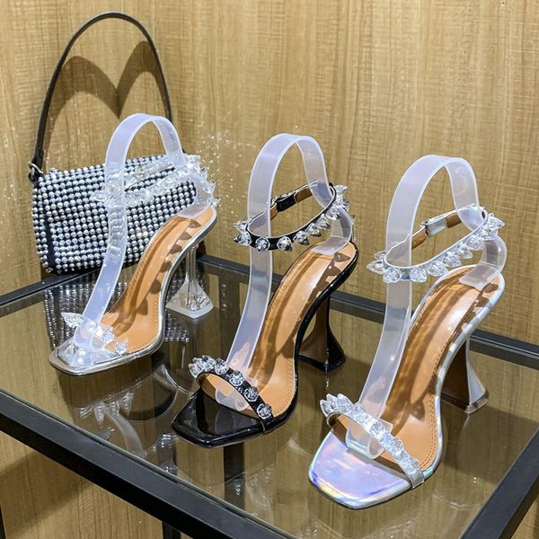 Dress Shoes Sandálias de salto alto transparentes com um alça, moda rebite, feminino, verão, novo estilo, 6FZW, Black
Dress Shoes Sandálias de salto alto transparentes com um alça, moda rebite, feminino, verão, novo estilo, 6FZW, Black