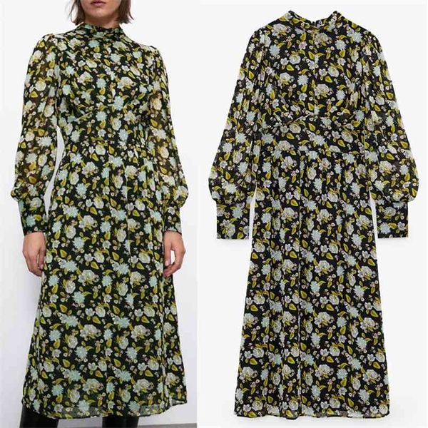 vintage floral print chiffon midi dress women waist pleated long puff sleeve ladies semi-sheer elegant es 210519, Black;gray
vintage floral print chiffon midi dress women waist pleated long puff sleeve ladies semi-sheer elegant es 210519, Black;gray