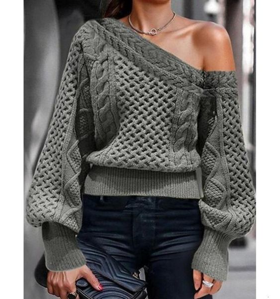 autumn and winter women's one-neck knit off shoulder lantern loose soft pullover long sleeve sweater, White;black
autumn and winter women's one-neck knit off shoulder lantern loose soft pullover long sleeve sweater, White;black