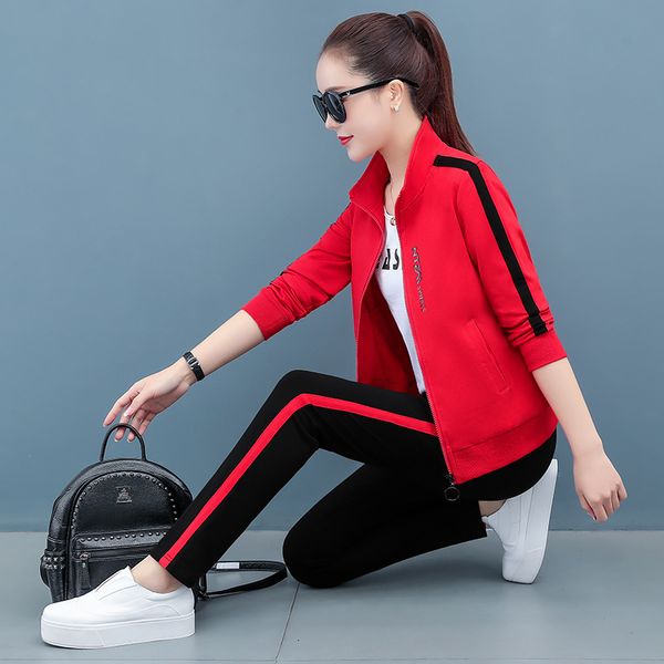women's tracksuits sports suit spring and autumn korean fashion printing large loose casual running suit three piece pants, Gray
women's tracksuits sports suit spring and autumn korean fashion printing large loose casual running suit three piece pants, Gray