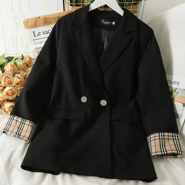 women's suits & blazers 2021 color contrast patchwork plaid long sleeve two-button suit autumn clothing loose slimming mid-length coat, White;black
women's suits & blazers 2021 color contrast patchwork plaid long sleeve two-button suit autumn clothing loose slimming mid-length coat, White;black
