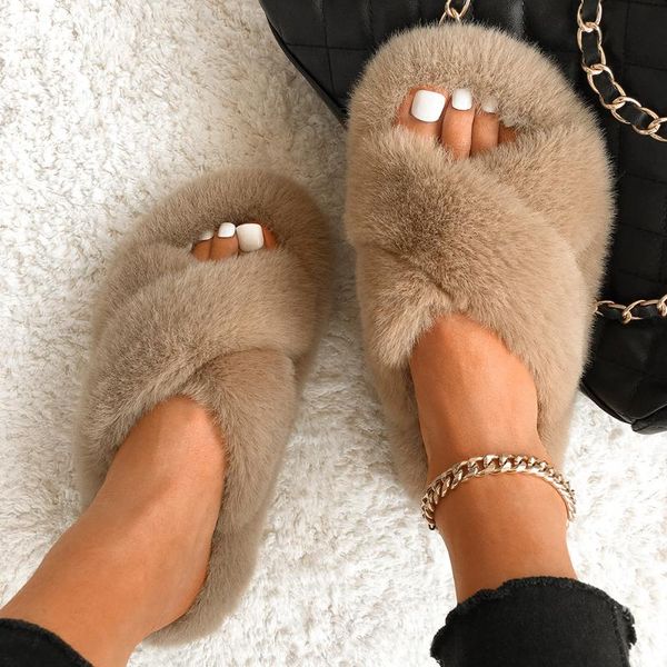 slippers women furry fur soft faux slides ladies plush house cross band open toe flat sandals fluffy warm shoes, Black
slippers women furry fur soft faux slides ladies plush house cross band open toe flat sandals fluffy warm shoes, Black