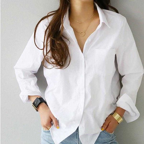 spring one pocket white women blouses long sleeve casual turn down collar loose 
spring one pocket white women blouses long sleeve casual turn down collar loose