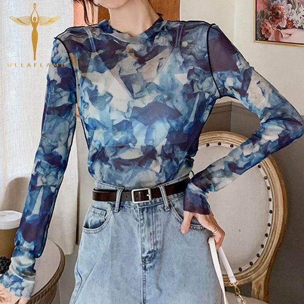women's t-shirt uneven smudged mesh long-sleeved t shirt see-through lace casual bottoming street style round neck slim blue 1mvi, White
women's t-shirt uneven smudged mesh long-sleeved t shirt see-through lace casual bottoming street style round neck slim blue 1mvi, White