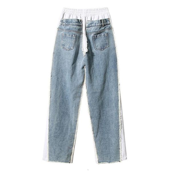 spring 2021 women wide leg patchwork new crowd design of knitted jeans women's casual fashion straight pants, Blue 
spring 2021 women wide leg patchwork new crowd design of knitted jeans women's casual fashion straight pants, Blue