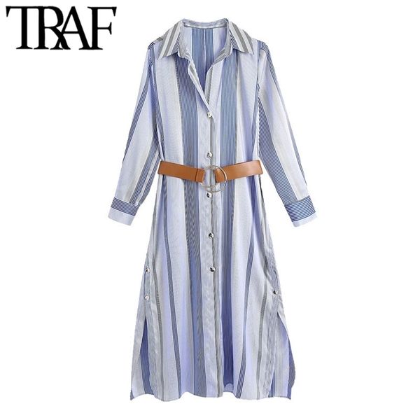 women chic fashion with belt striped midi shirt dress vintage long sleeve side vents female dresses vestidos mujer 210507, Black;gray
women chic fashion with belt striped midi shirt dress vintage long sleeve side vents female dresses vestidos mujer 210507, Black;gray