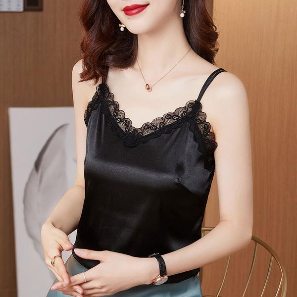 satin camisole 2021 summer sleeveless women's tanks solid color sling bottoming shirt blusas & camis, White
satin camisole 2021 summer sleeveless women's tanks solid color sling bottoming shirt blusas & camis, White