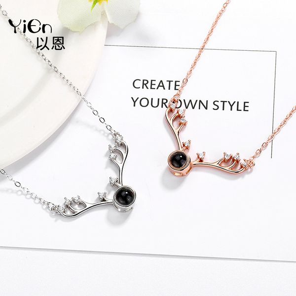 925 sterling silver diamond studded antler projection necklace female 100 language elk pendant
925 sterling silver diamond studded antler projection necklace female 100 language elk pendant