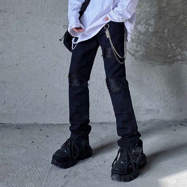 men's jeans harajuku na altura do joelho buraco preto lavado para homens de rua bolsos em linha reta casual calas lpis hip hop denim x1, Blue
men's jeans harajuku na altura do joelho buraco preto lavado para homens de rua bolsos em linha reta casual calas lpis hip hop denim x1, Blue
