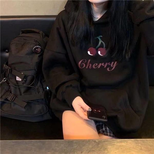 women's hoodies & sweatshirts harajuku cherry printed cute students hooded fashion loose long sleeve black females hoodie clothing str
women's hoodies & sweatshirts harajuku cherry printed cute students hooded fashion loose long sleeve black females hoodie clothing str