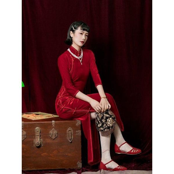 ethnic clothing fall chinese year style slim women red velvet cheongsam classic wedding dress ladies evening party gown vestidos qipao
ethnic clothing fall chinese year style slim women red velvet cheongsam classic wedding dress ladies evening party gown vestidos qipao