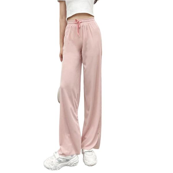 women's pants & capris fashion wide leg summer 2021 casual ice velvet solid drawstring versatile commute women, Black;white
women's pants & capris fashion wide leg summer 2021 casual ice velvet solid drawstring versatile commute women, Black;white