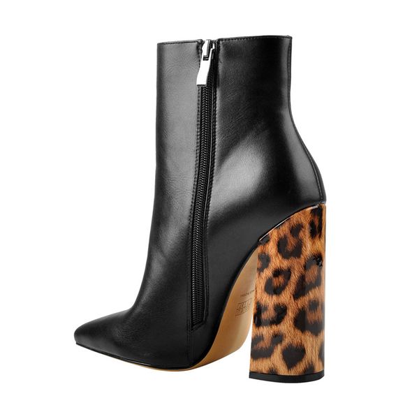 womens pointed toe 10cm leopard chunky heels ankle boots side zipper high heel thick booties for autumn, Black
womens pointed toe 10cm leopard chunky heels ankle boots side zipper high heel thick booties for autumn, Black