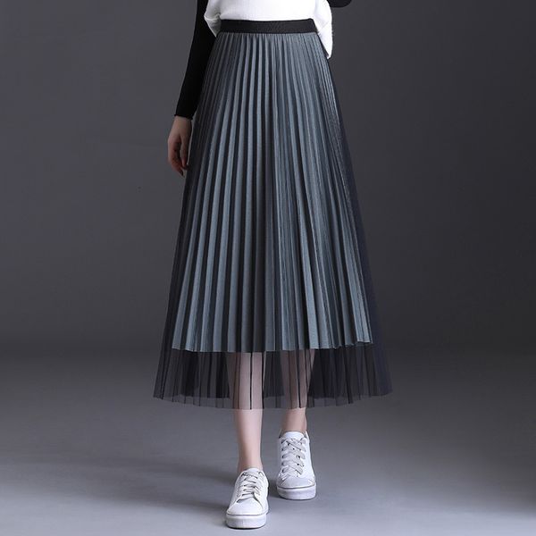 blazers autumn solid mesh women skirts ladies tulle elastic female double-side high waist pleated skirt, Black
blazers autumn solid mesh women skirts ladies tulle elastic female double-side high waist pleated skirt, Black