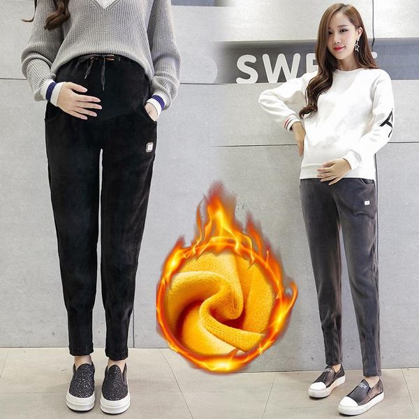 maternity wear autumn and winter plus velvet thick warm gold leisure harem pants abdominal pregnant women bottoms, White
maternity wear autumn and winter plus velvet thick warm gold leisure harem pants abdominal pregnant women bottoms, White