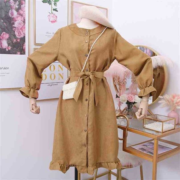spring autumn dress women slim with belt vintage corduroy es ladies fashion single breasted ruffles hem vestidos 210525, Black;gray
spring autumn dress women slim with belt vintage corduroy es ladies fashion single breasted ruffles hem vestidos 210525, Black;gray