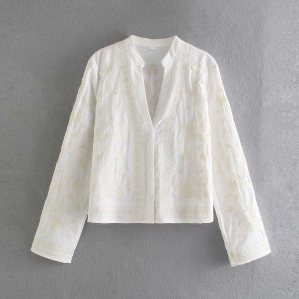 women's blouses & shirts 2021 summer women embroidery long sleeve shirt chic lady fashion casual, White
women's blouses & shirts 2021 summer women embroidery long sleeve shirt chic lady fashion casual, White