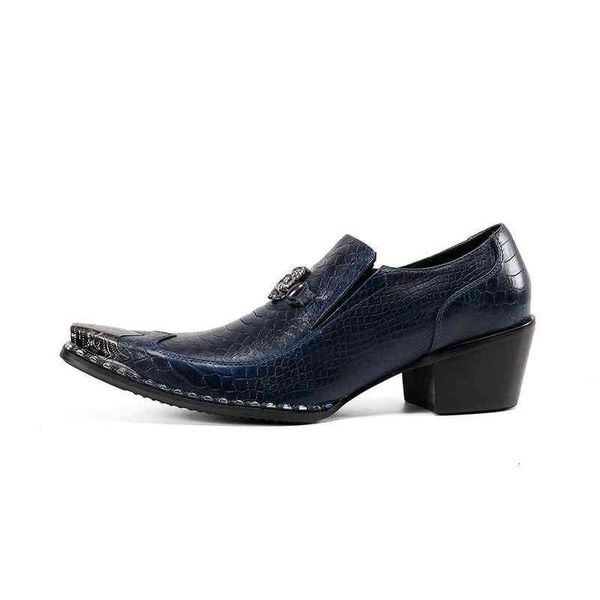 western dress shoes fashion men pointed metal toe luxury handmade men's leather blue height increased, Black
western dress shoes fashion men pointed metal toe luxury handmade men's leather blue height increased, Black