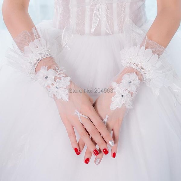 bridal gloves short wedding party fingerless tulle wrist lace with flowers, White
bridal gloves short wedding party fingerless tulle wrist lace with flowers, White