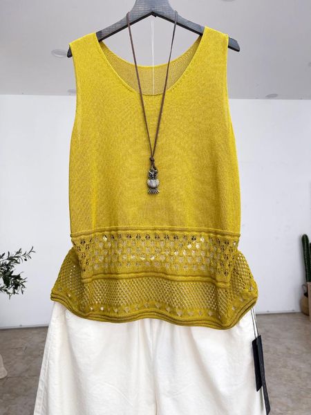 women's vests summer style literary thin section retro wild round neck commuter cotton and linen knitted sleeveless vest, Black;white
women's vests summer style literary thin section retro wild round neck commuter cotton and linen knitted sleeveless vest, Black;white