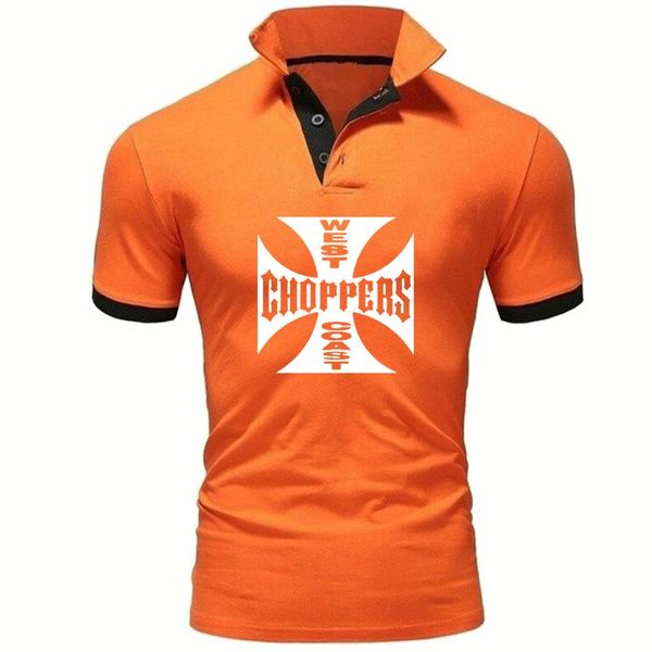 men's polos casual short sleeve west choppers printing solid color summer pure cotton shirt, White;black
men's polos casual short sleeve west choppers printing solid color summer pure cotton shirt, White;black