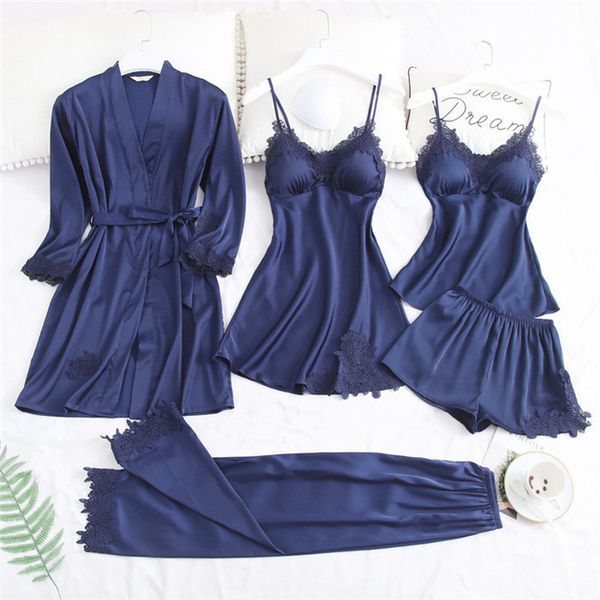 women's sleepwear women pajamas sets robe suits camisole shorts pants 5pcs satin lace crochet pijama pyjamas homewear 6b28, Black;red
women's sleepwear women pajamas sets robe suits camisole shorts pants 5pcs satin lace crochet pijama pyjamas homewear 6b28, Black;red
