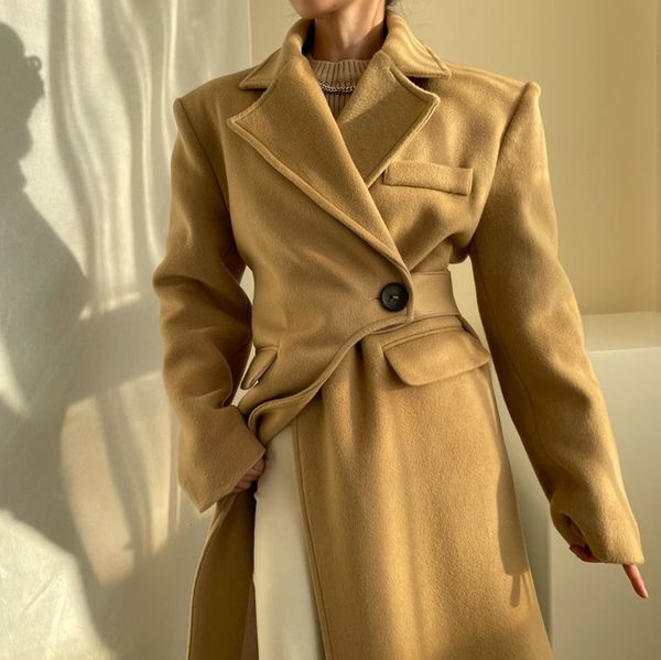 women's trench coats women of wool single button long trend vintage warm jacket sleeve outward stylish elegant winter o34m, Tan;black
women's trench coats women of wool single button long trend vintage warm jacket sleeve outward stylish elegant winter o34m, Tan;black